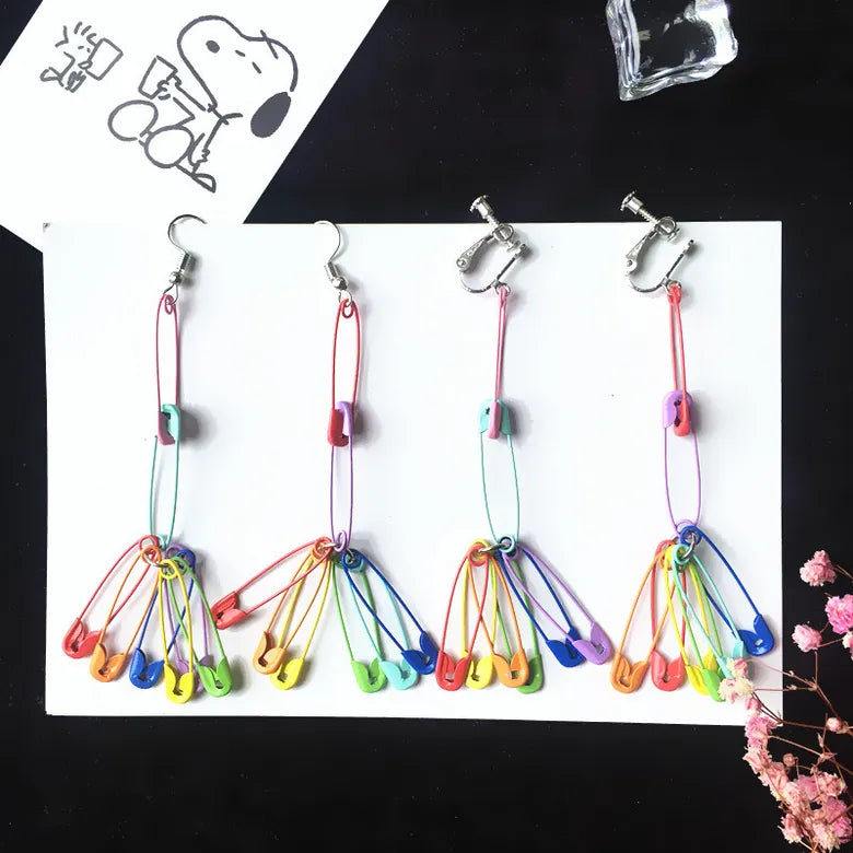 Safety Pin Rainbow earrings