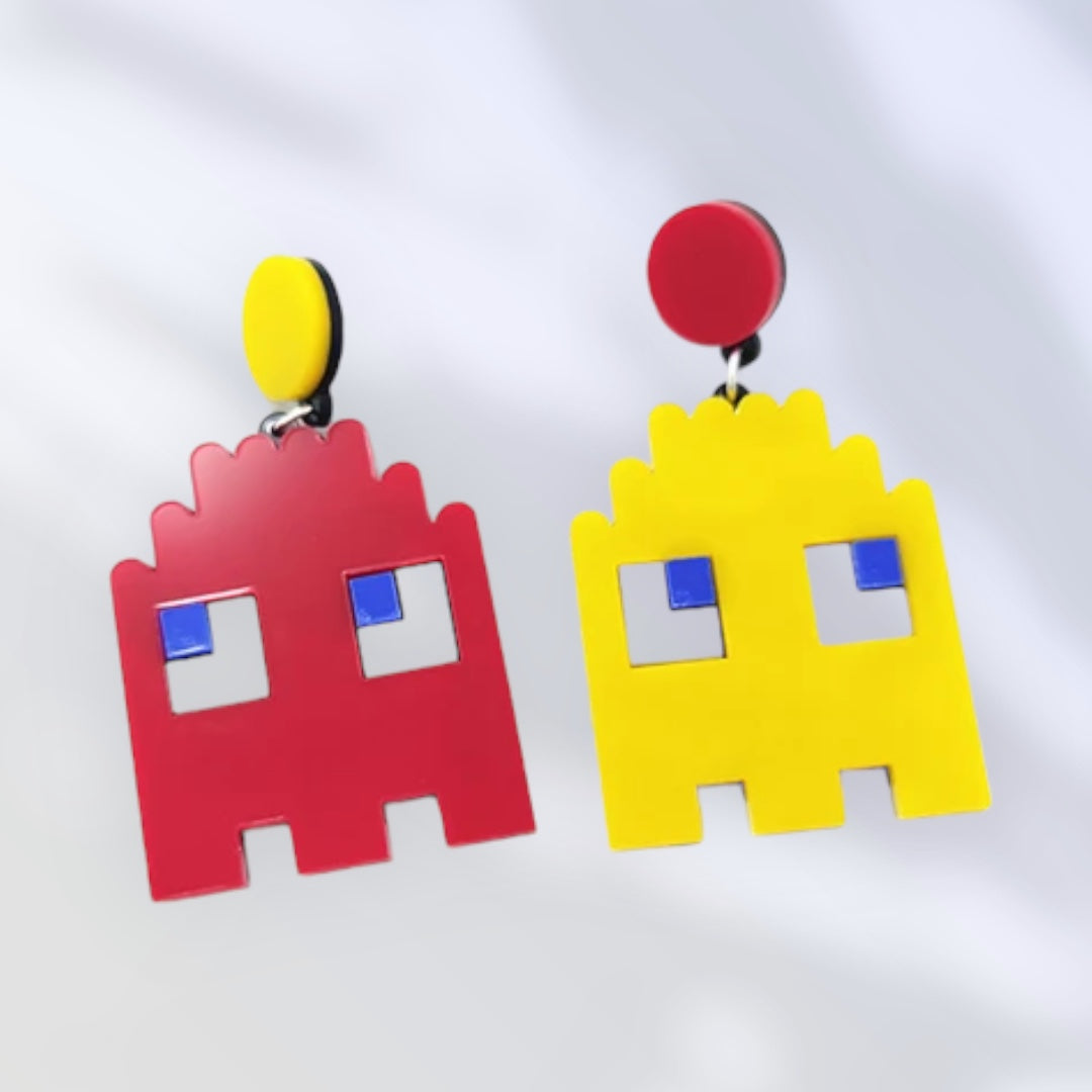 Digital PAC Man Earrings