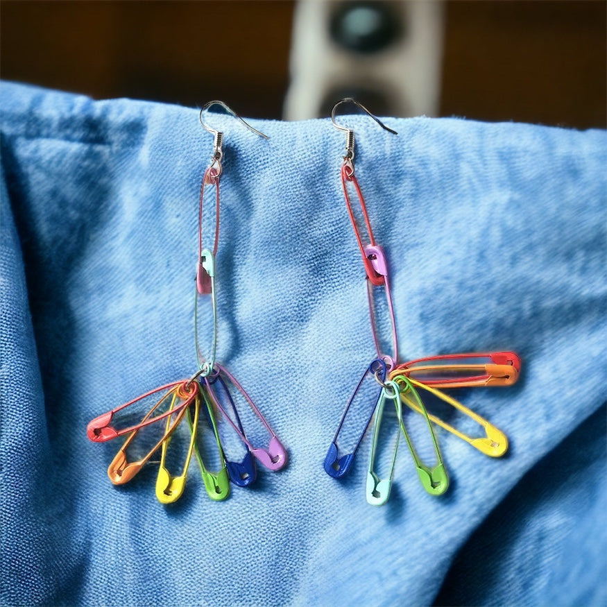 Safety Pin Rainbow earrings