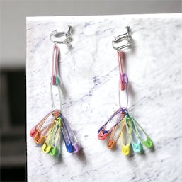 Rainbow clip on earrings