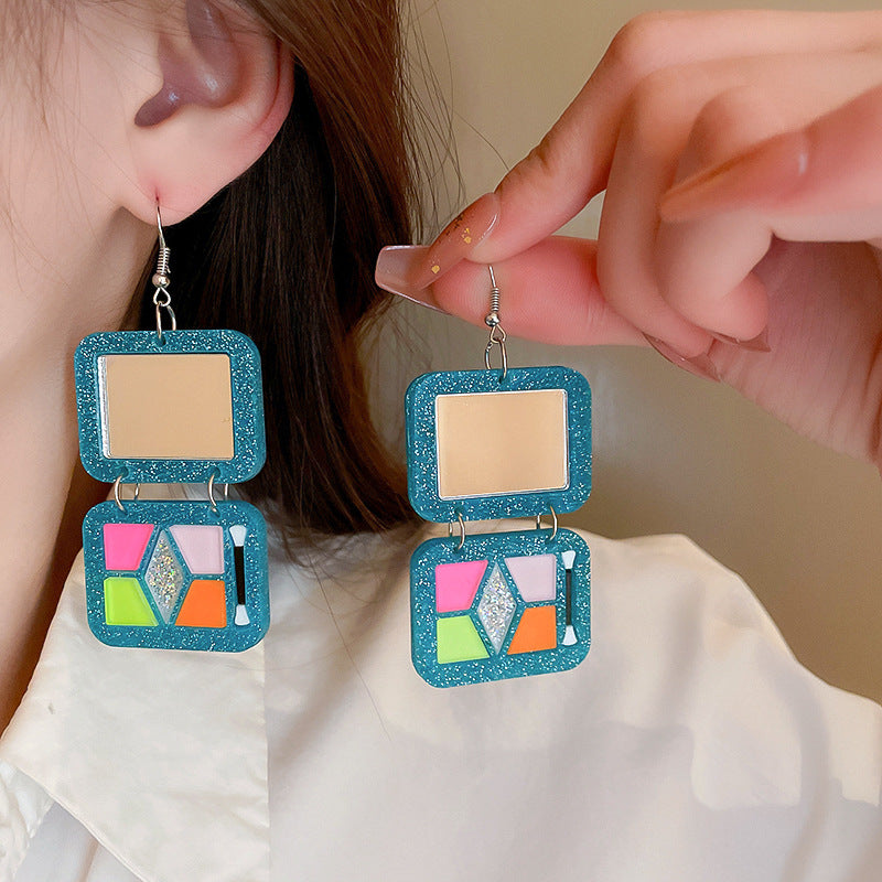 Blue Makeup Compact earrings