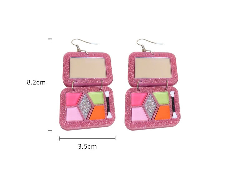 Pink Makeup Compact Earrings