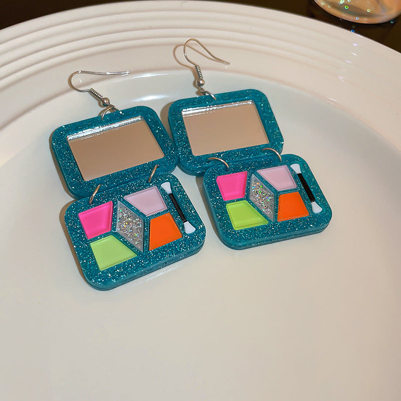 Blue Makeup Compact earrings