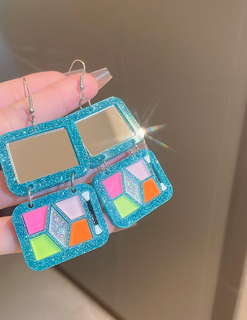 Blue Makeup Compact earrings